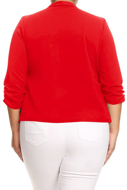 Plus size Solid waist length jacket in a loose fit -  Nueva Moda Boutique By Giselly 