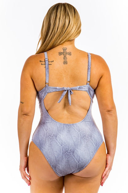 One Piece Buckle Belt embellish Denim Swimsuit -  Nueva Moda Boutique By Giselly 