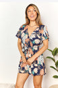 Double Take Botanical Print Surplice Neck Tie Waist Romper -  Nueva Moda Boutique By Giselly 