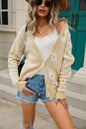 Daisy Pattern Button Front Cardigan -  Nueva Moda Boutique By Giselly 