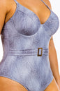 One Piece Buckle Belt embellish Denim Swimsuit -  Nueva Moda Boutique By Giselly 