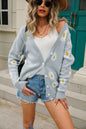 Daisy Pattern Button Front Cardigan -  Nueva Moda Boutique By Giselly 