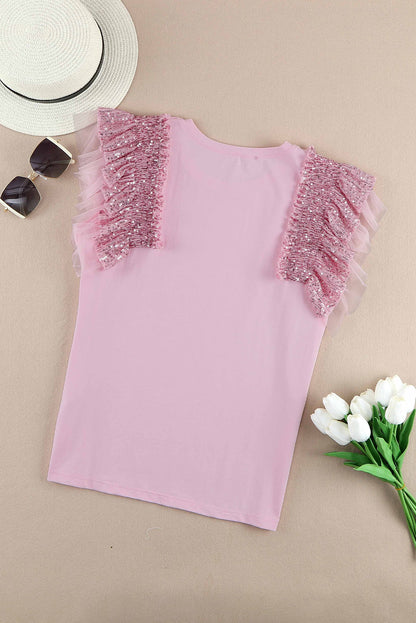 Sequin Round Neck Tank -  Nueva Moda Boutique By Giselly 