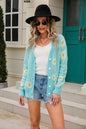 Daisy Pattern Button Front Cardigan -  Nueva Moda Boutique By Giselly 