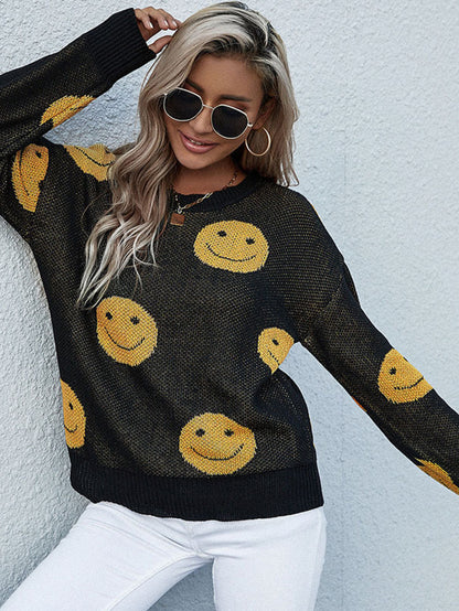 Smiley Face Sweater -  Nueva Moda Boutique By Giselly 