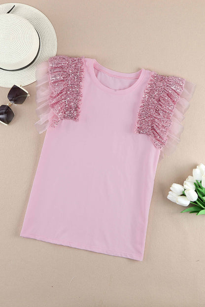 Sequin Round Neck Tank -  Nueva Moda Boutique By Giselly 