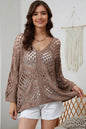 Openwork V-Neck Sweater -  Nueva Moda Boutique By Giselly 