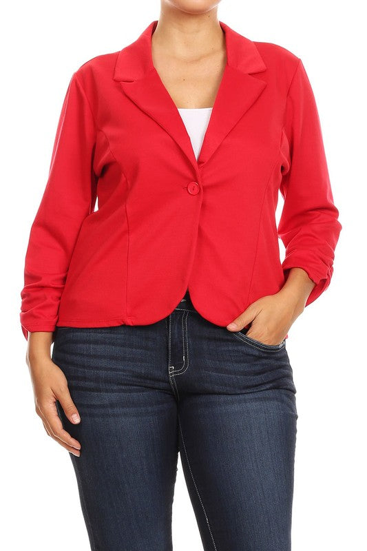 Plus size Solid, waist length blazer -  Nueva Moda Boutique By Giselly 