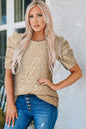 Puff Sleeve Round Neck Blouse -  Nueva Moda Boutique By Giselly 