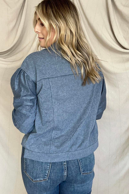 Exposed Seam Patchwork Raw Hem Buttoned Jacket -  Nueva Moda Boutique By Giselly 