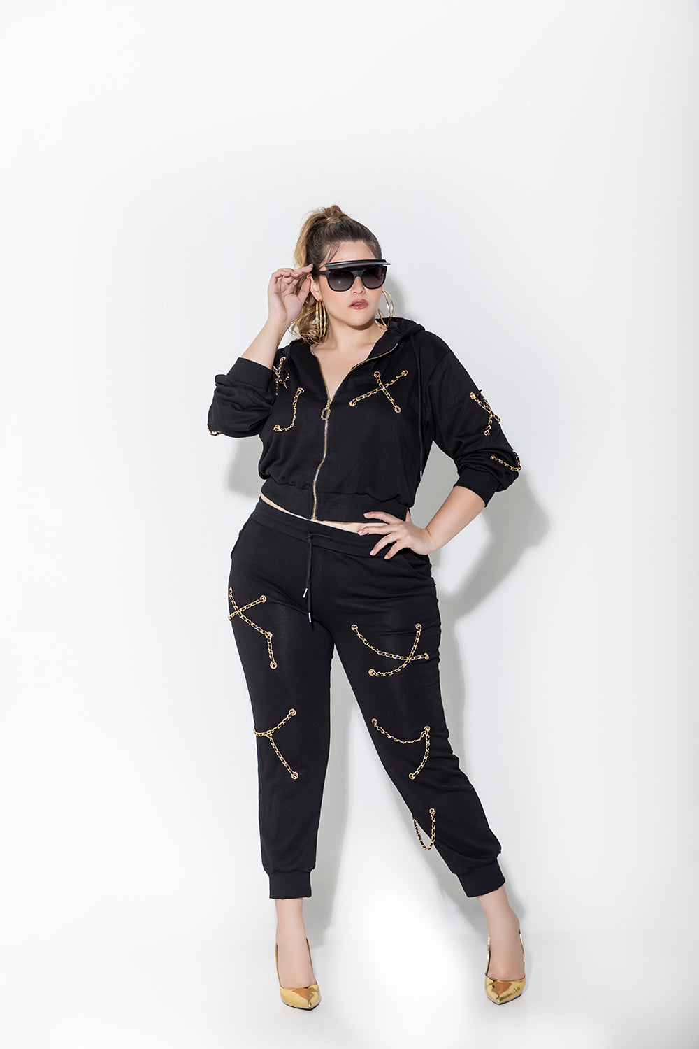 Conjunto de 2 piezas Sudadera y Joggers con cadenas Plus Size -  Nueva Moda Boutique By Giselly 