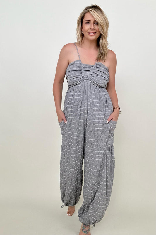 White Birch Sleeveless Halter Tie Back Woven Jumpsuit -  Nueva Moda Boutique By Giselly 
