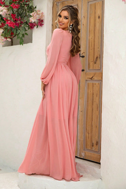 Twist Front Cutout Long Sleeve Dress -  Nueva Moda Boutique By Giselly 