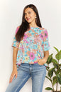 Double Take Floral Round Neck Babydoll Top -  Nueva Moda Boutique By Giselly 