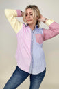 Davi & Dani Multicolor Mixed Stripe Button Front Top -  Nueva Moda Boutique By Giselly 